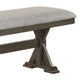 Omal Dining Bench | Brown Wood | 53’’ Rectangular Gray Fabric Seat BM340168