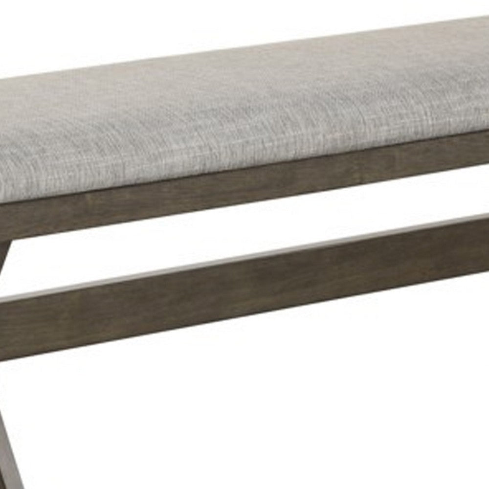 Omal Dining Bench | Brown Wood | 53’’ Rectangular Gray Fabric Seat BM340168