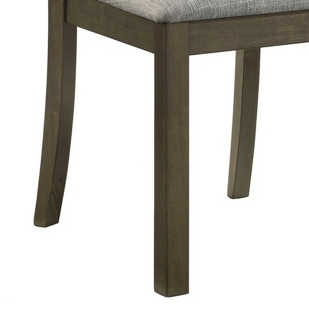 Omal Set of 2 Dining Chairs | Brown Wood Slatted Back | Gray Fabric Seat BM340169