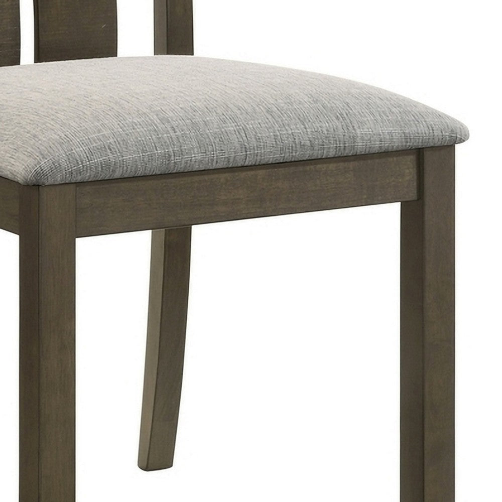Omal Set of 2 Dining Chairs | Brown Wood Slatted Back | Gray Fabric Seat BM340169