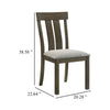 Omal Set of 2 Dining Chairs | Brown Wood Slatted Back | Gray Fabric Seat BM340169