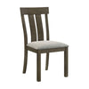 Omal Set of 2 Dining Chairs | Brown Wood Slatted Back | Gray Fabric Seat