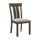 Omal Set of 2 Dining Chairs | Brown Wood Slatted Back | Gray Fabric Seat