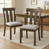 Omal Set of 2 Dining Chairs | Brown Wood Slatted Back | Gray Fabric Seat BM340169