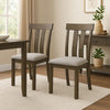 Omal Set of 2 Dining Chairs | Brown Wood Slatted Back | Gray Fabric Seat BM340169