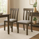 Omal Set of 2 Dining Chairs | Brown Wood Slatted Back | Gray Fabric Seat BM340169