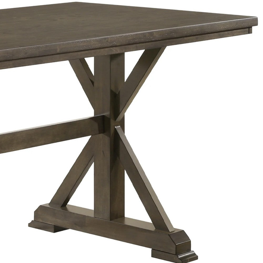 Omal Dining Table | 79" Brown Wood Tabletop | X Shaped Legs