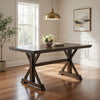 Omal Dining Table | 79" Brown Wood Tabletop | X Shaped Legs