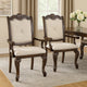 Cary Dining Armchair Set of 2 | Beige Linen | Scrolled Coffee Brown Wood