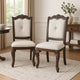 Cary Side Dining Chair Set of 2 | Beige Linen | Scrolled Coffee Brown Wood BM340172