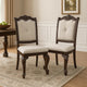 Cary Side Dining Chair Set of 2 | Beige Linen | Scrolled Coffee Brown Wood BM340172