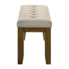 Liyo Dining Bench | Tufted Beige Upholstery Seat | Brown Wood | 48"