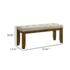 Liyo Dining Bench | Tufted Beige Upholstery Seat | Brown Wood | 48"