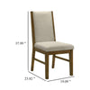 Liyo Set of 2 Side Dining Chairs | Brown Wood Frame | Beige Fabric Seating BM340174