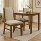 Liyo Set of 2 Side Dining Chairs | Brown Wood Frame | Beige Fabric Seating BM340174