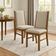 Liyo Set of 2 Side Dining Chairs | Brown Wood Frame | Beige Fabric Seating BM340174
