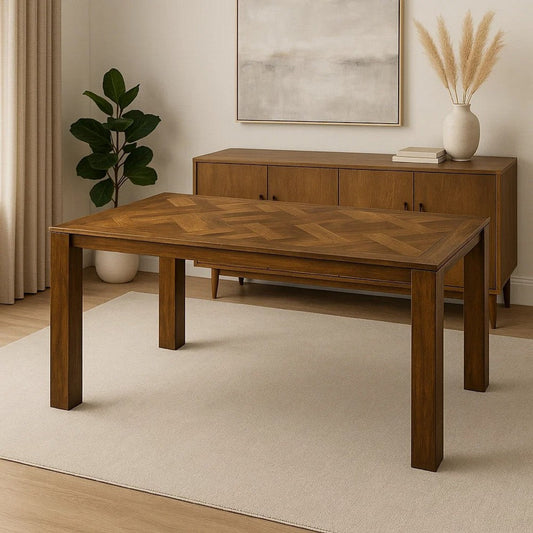 Liyo Dining Table | 71" Rectangular Brown Wood Top | Block Legs