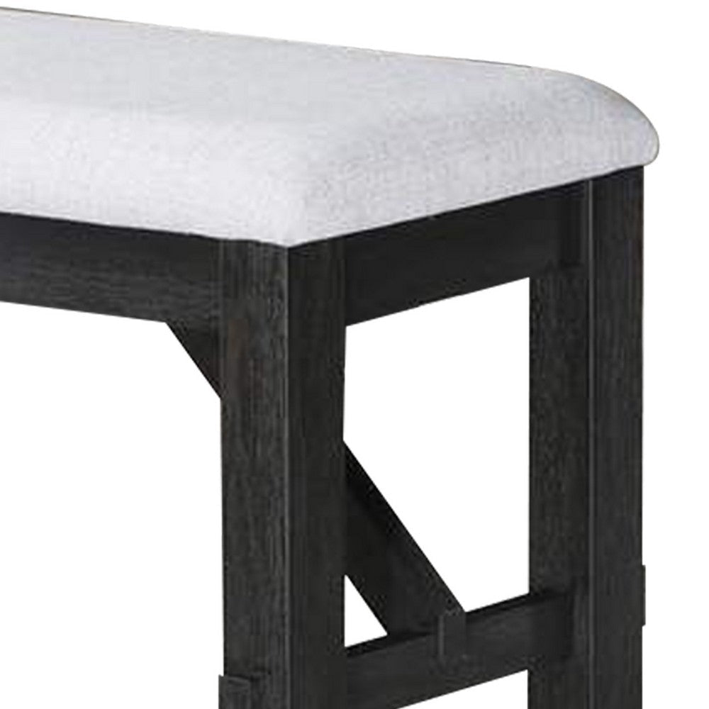 Riby 48’’ Dining Bench | Black Wood Body | Gray Linen Padded Seat BM340176