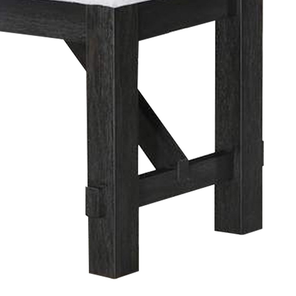 Riby 48’’ Dining Bench | Black Wood Body | Gray Linen Padded Seat BM340176