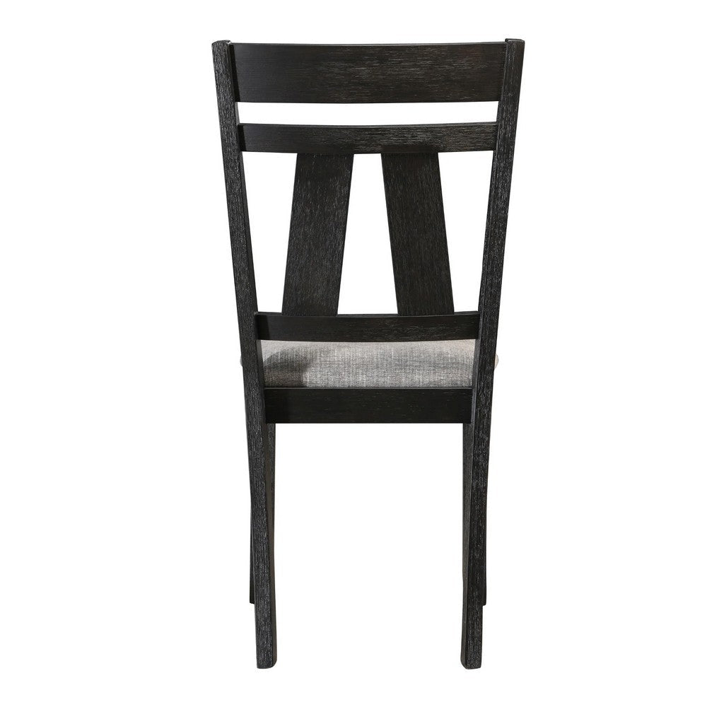 Riby Dining Chair Set of 2 | Black Wood Frame | Gray Linen Seating BM340177