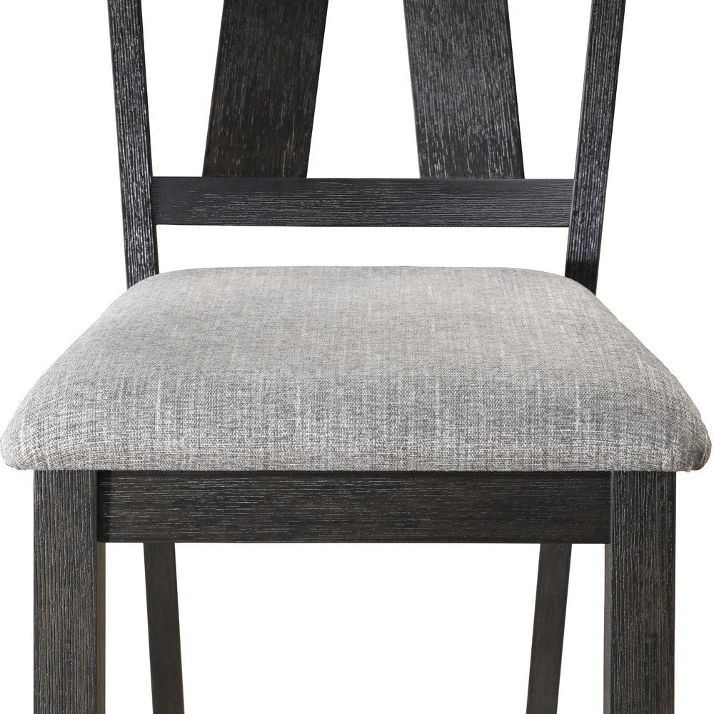 Riby Dining Chair Set of 2 | Black Wood Frame | Gray Linen Seating BM340177