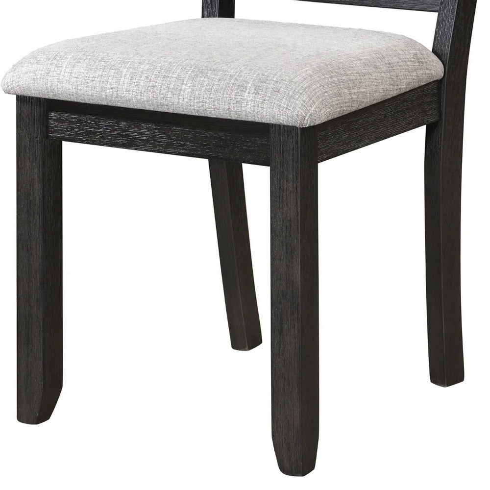 Riby Dining Chair Set of 2 | Black Wood Frame | Gray Linen Seating BM340177