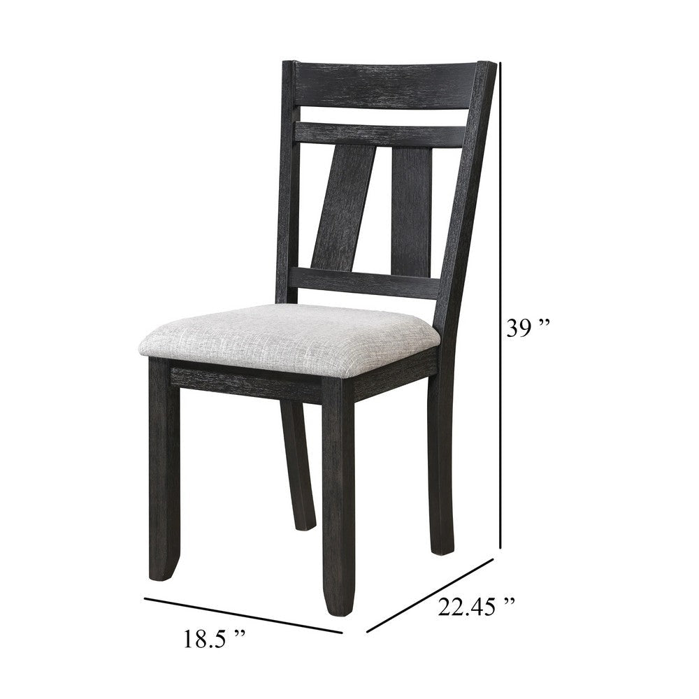 Riby Dining Chair Set of 2 | Black Wood Frame | Gray Linen Seating BM340177