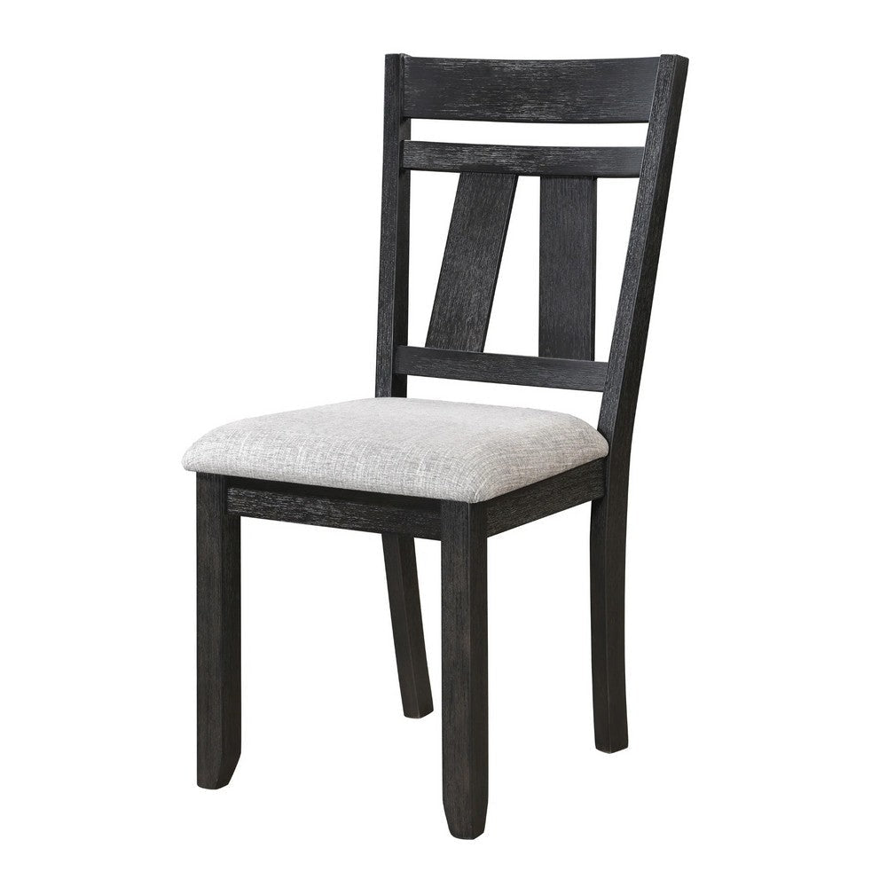 Riby Dining Chair Set of 2 | Black Wood Frame | Gray Linen Seating