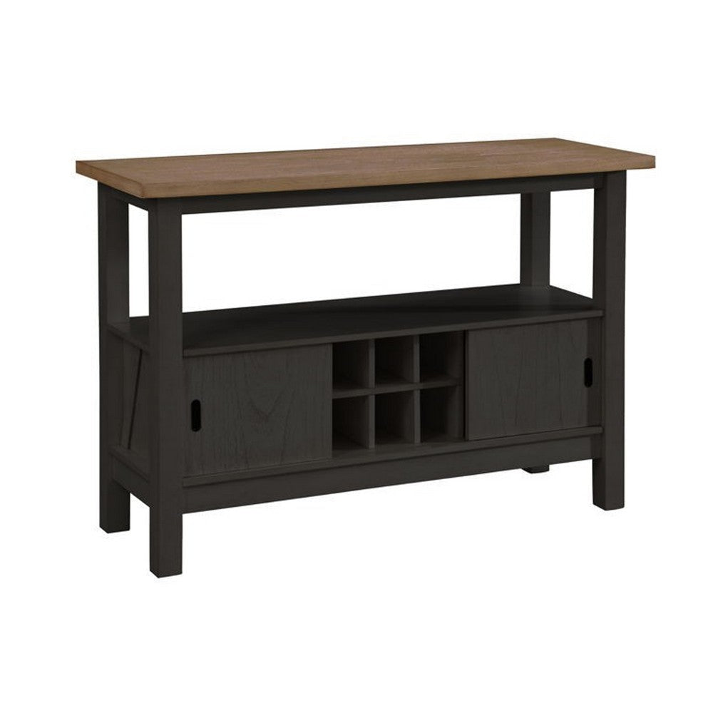 Riby Sideboard Buffet Server Cabinet | Wine Racks | 2 Doors | Black 52"