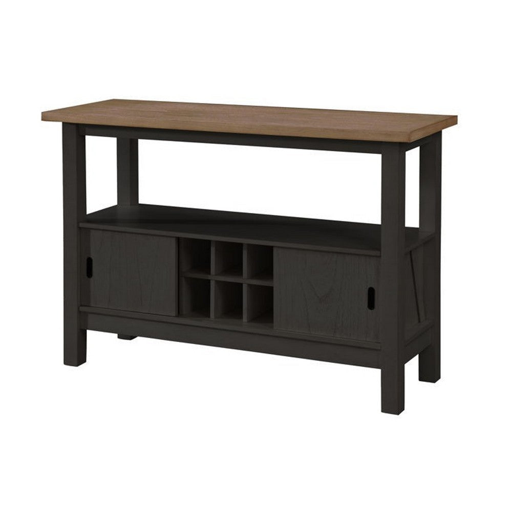 Riby Sideboard Buffet Server Cabinet | Wine Racks | 2 Doors | Black 52’’ BM340178