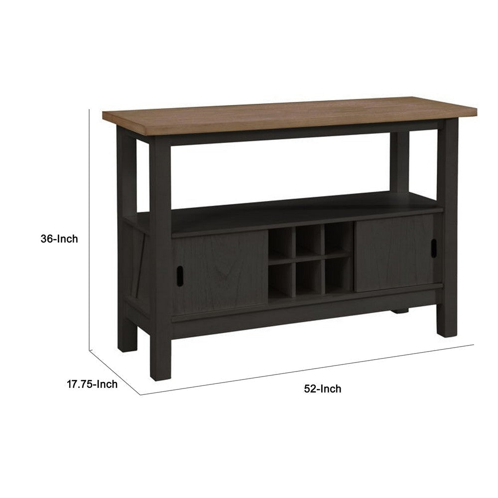 Riby Sideboard Buffet Server Cabinet | Wine Racks | 2 Doors | Black 52’’ BM340178