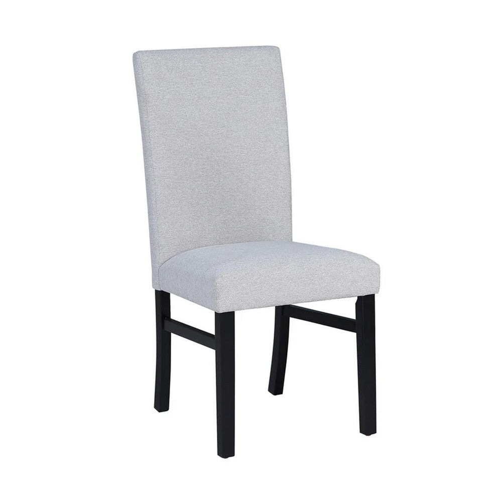 Ticy Dining Chair Set of 2 | Dove Gray Padded Seat | Black Wood Legs