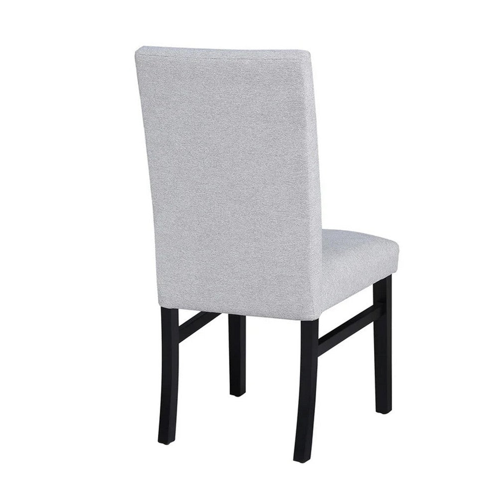 Ticy Dining Chair Set of 2 | Dove Gray Padded Seat | Black Wood Legs BM340181