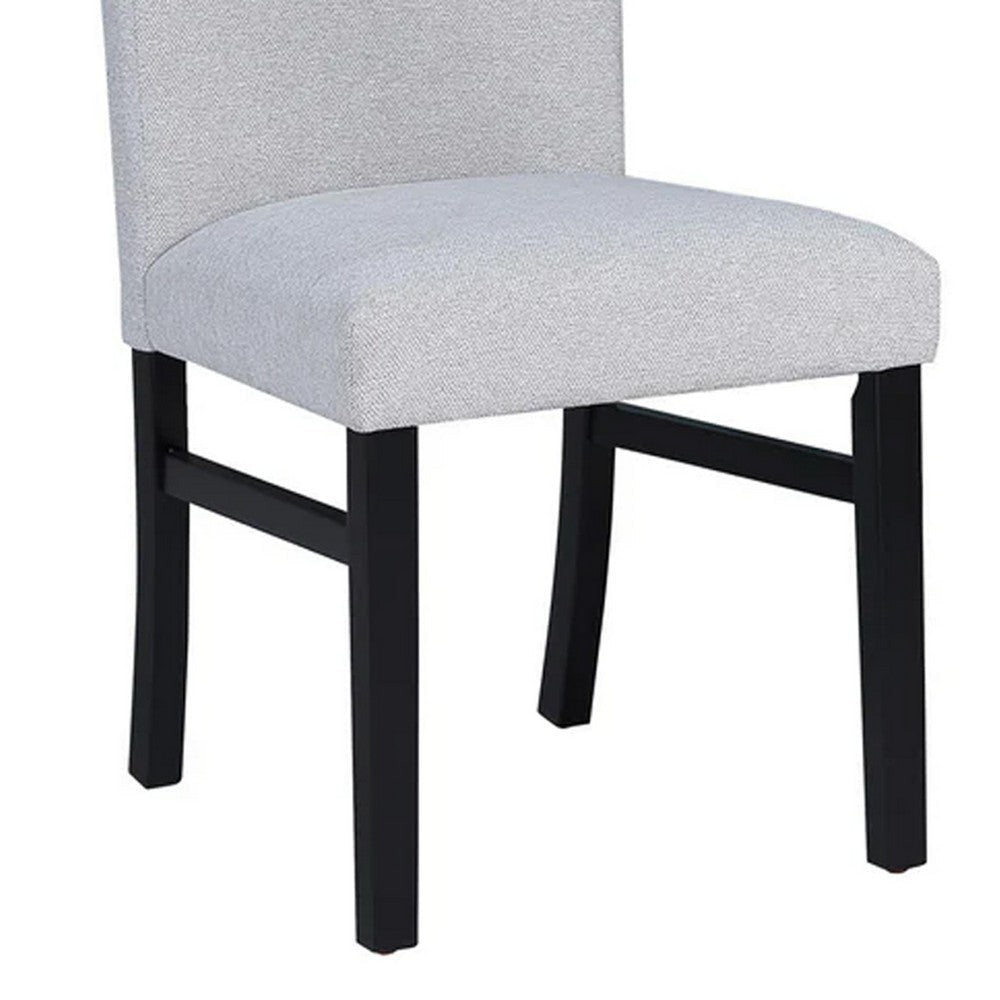 Ticy Dining Chair Set of 2 | Dove Gray Padded Seat | Black Wood Legs BM340181