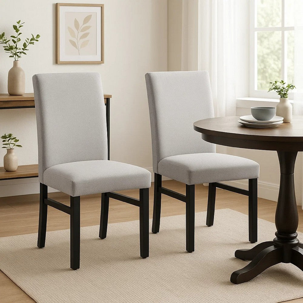 Ticy Dining Chair Set of 2 | Dove Gray Padded Seat | Black Wood Legs BM340181