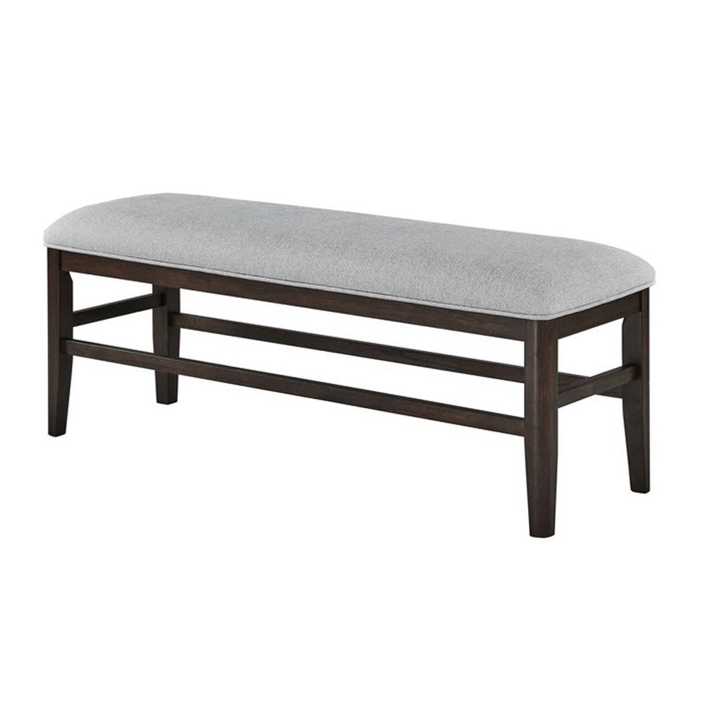 Hiun Dining Bench | Dove Gray Padded Seat | Oak Brown Wood | 50’’ BM340183