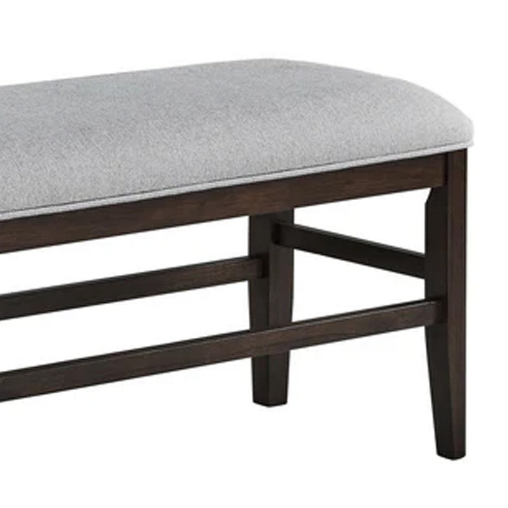 Hiun Dining Bench | Dove Gray Padded Seat | Oak Brown Wood | 50’’ BM340183