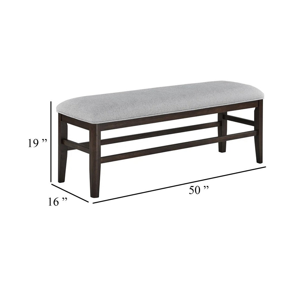Hiun Dining Bench | Dove Gray Padded Seat | Oak Brown Wood | 50’’ BM340183