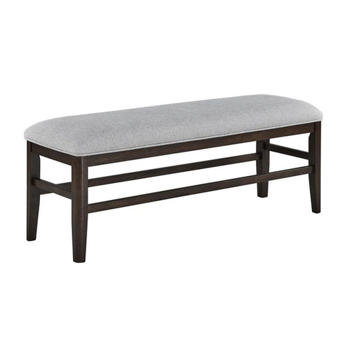 Hiun Dining Bench | Dove Gray Padded Seat | Oak Brown Wood | 50"