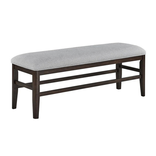 Hiun Dining Bench | Dove Gray Padded Seat | Oak Brown Wood | 50"