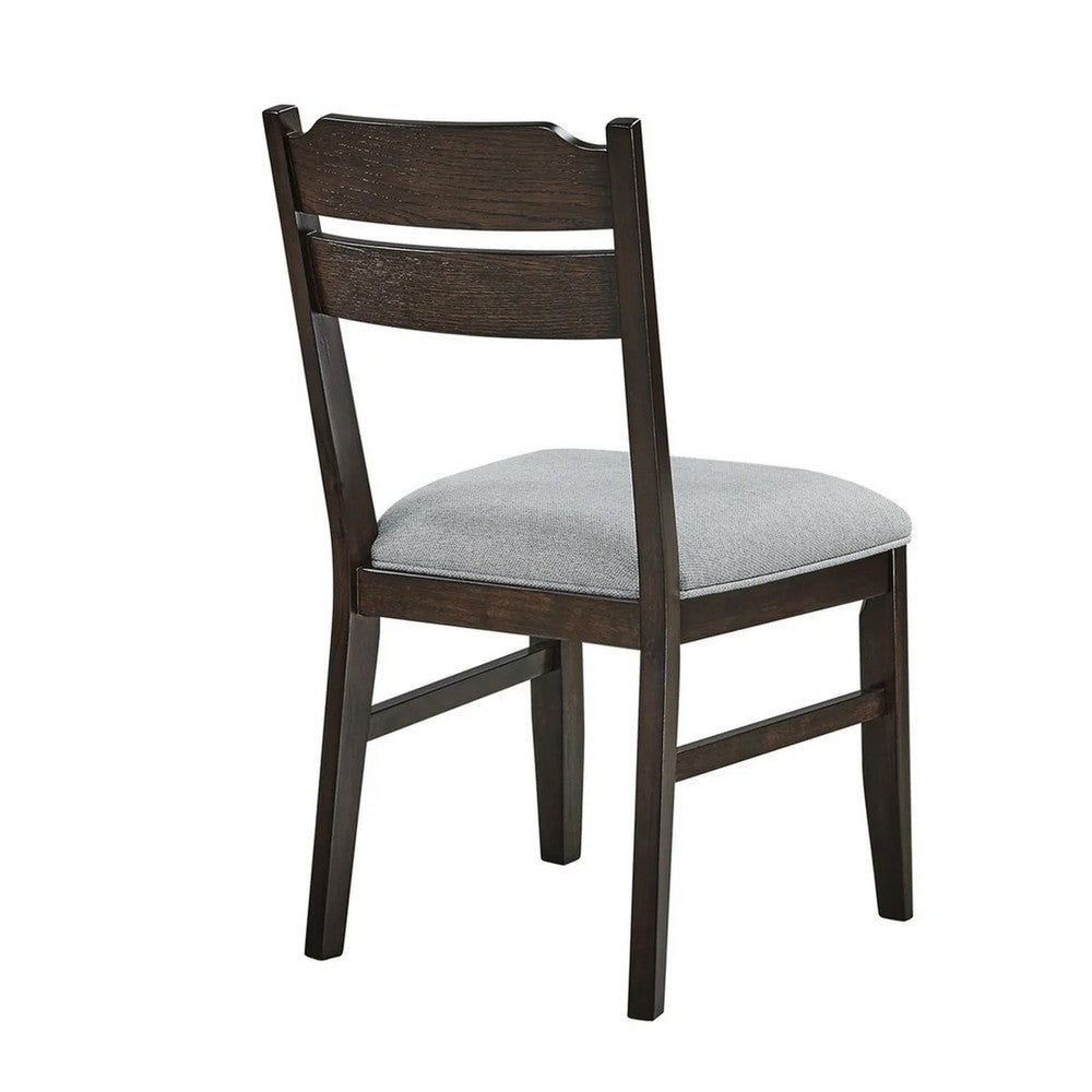 Hiun Dining Chair Set of 2 | Dove Gray Seat | Oak Brown Wood Frame