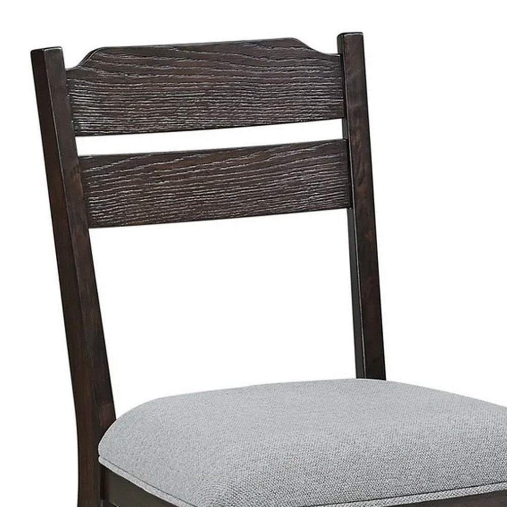 Hiun Dining Chair Set of 2 | Dove Gray Seat | Oak Brown Wood Frame BM340184