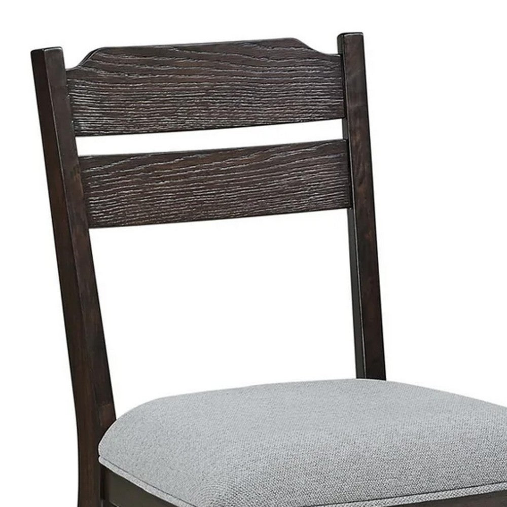 Hiun Dining Chair Set of 2 | Dove Gray Seat | Oak Brown Wood Frame