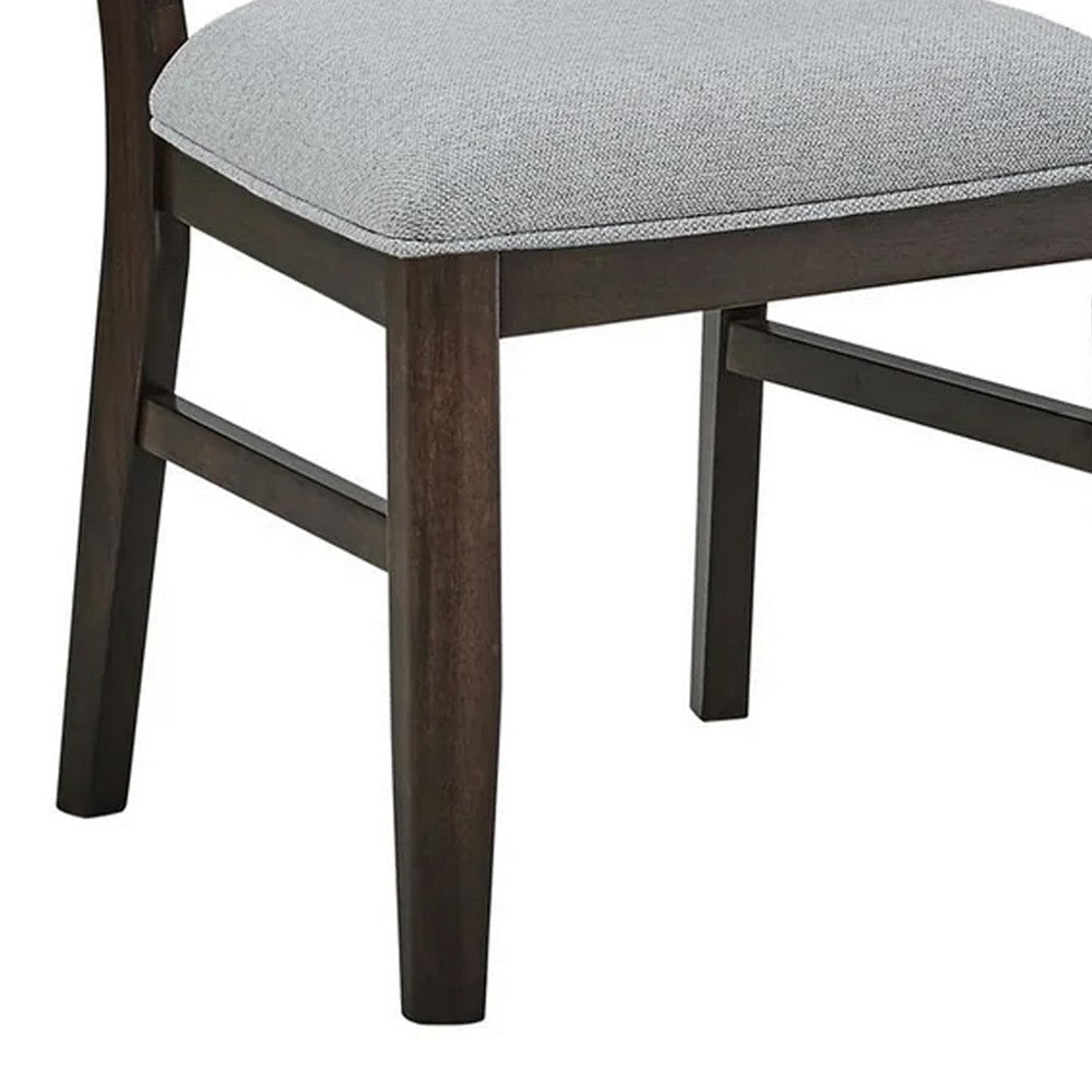Hiun Dining Chair Set of 2 | Dove Gray Seat | Oak Brown Wood Frame BM340184