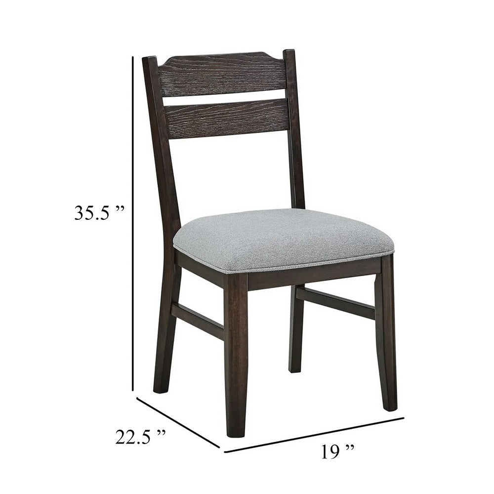 Hiun Dining Chair Set of 2 | Dove Gray Seat | Oak Brown Wood Frame BM340184