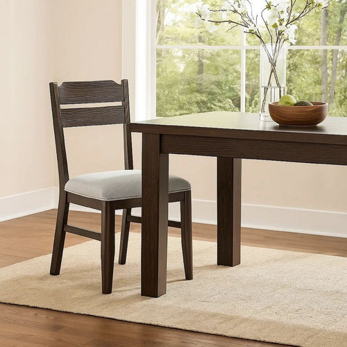 Hiun Dining Chair Set of 2 | Dove Gray Seat | Oak Brown Wood Frame