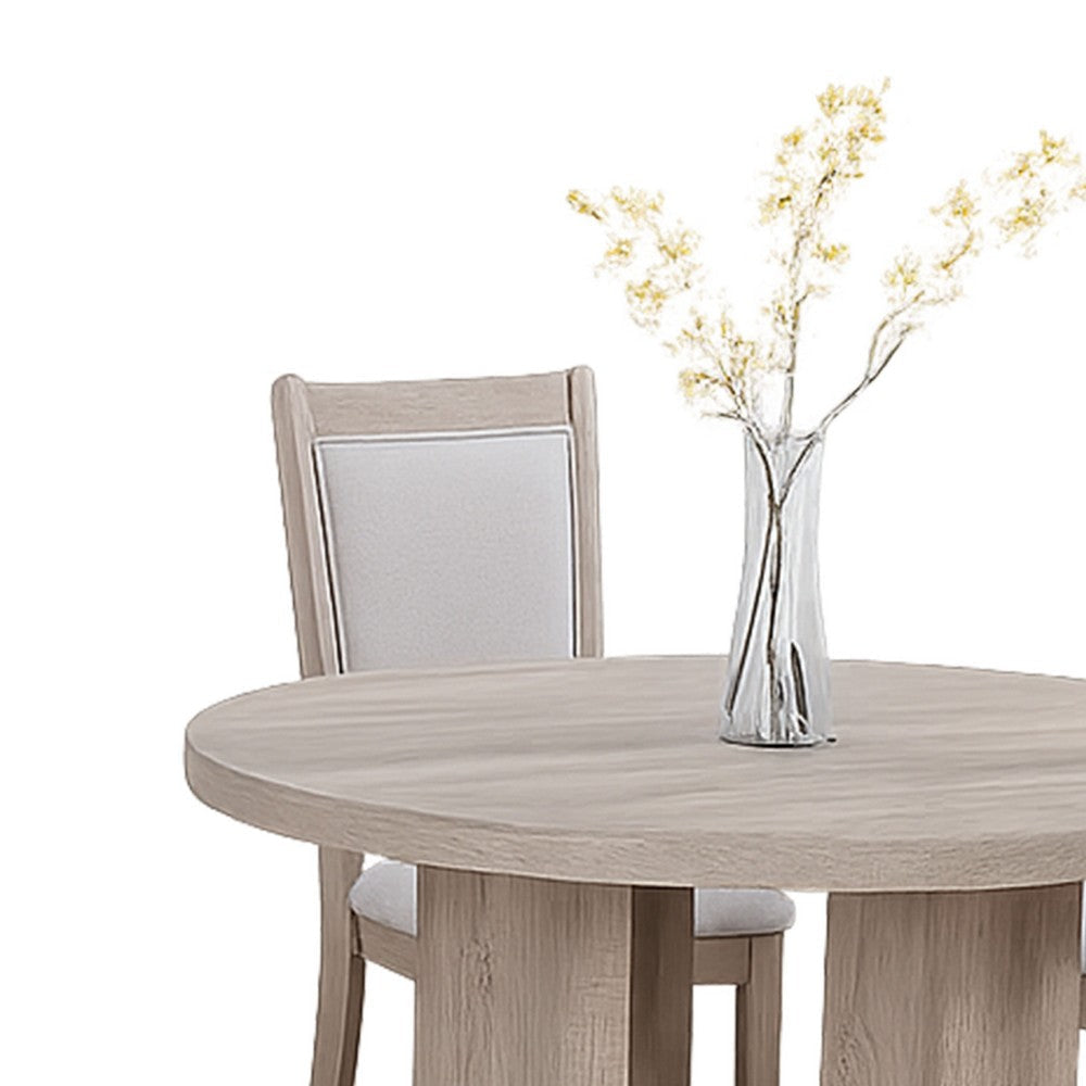 Moyo 5pc Dining Set | Light Gray | Rustic Style Gray Round Wood Top BM340186