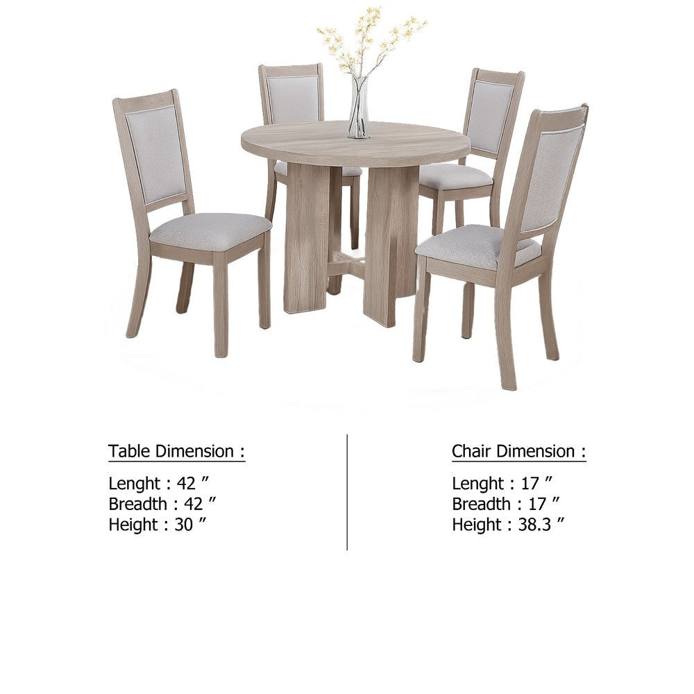 Moyo 5pc Dining Set | Light Gray | Rustic Style Gray Round Wood Top BM340186