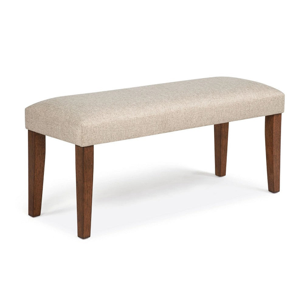 Goko Dining Bench | Earthy Yellow Fabric Seat | Brown Wood Legs | 42"
