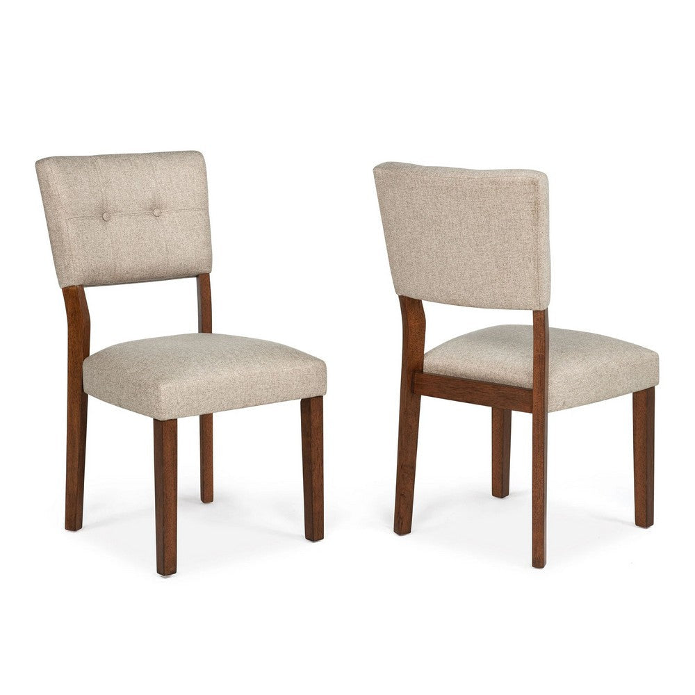 Goko Dining Chair Set of 2 | Earthy Yellow Tufted Backrest | Brown Wood